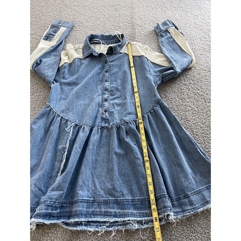 Free People Mini Tunic Dress Women Boho Blue Kenny Denim Vacay Pocket Sz S NWT - Picture 10 of 14